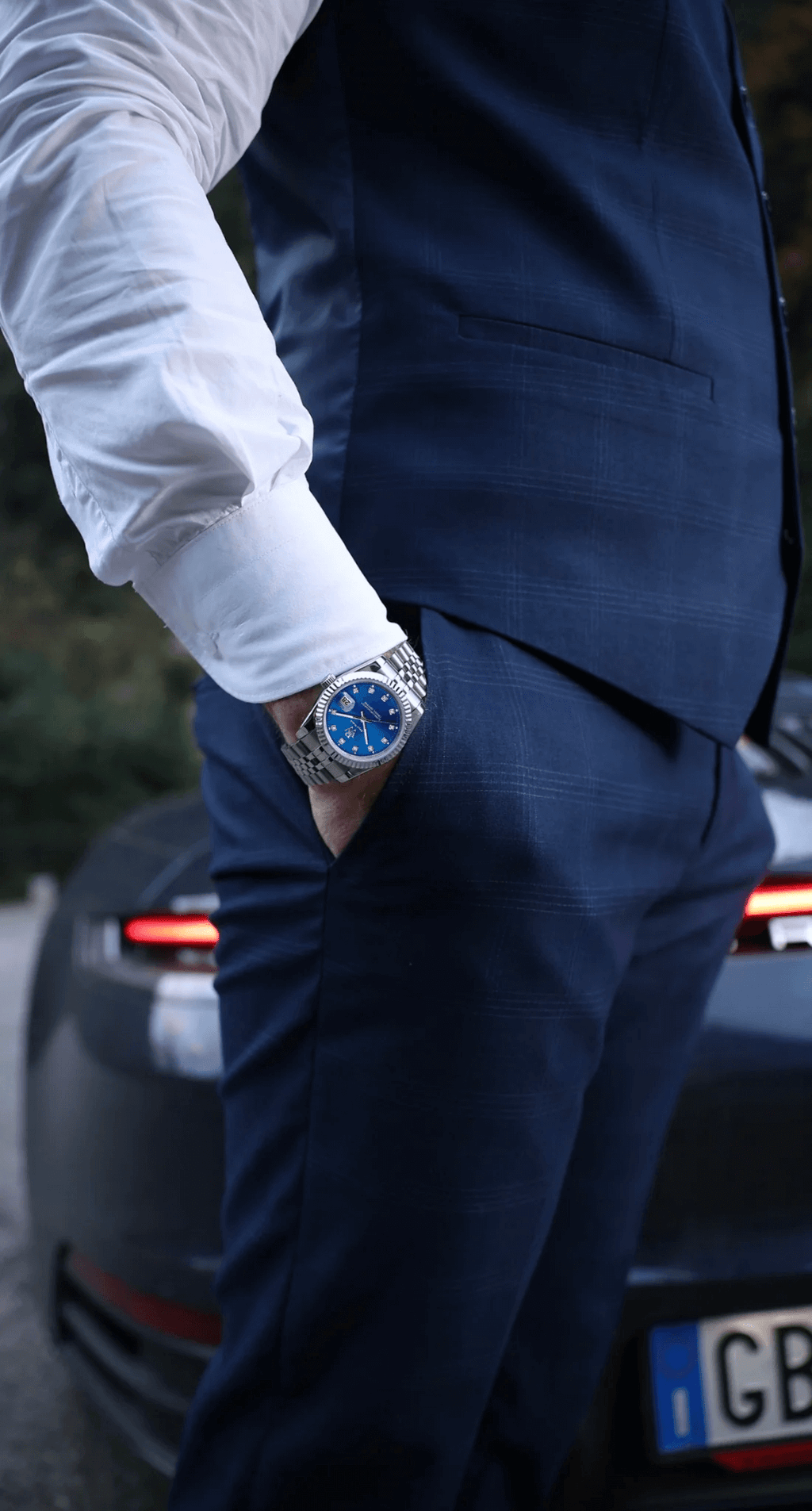 Ceas de mână cu cadran albastru, argintiu, Royal Watch, RW 110/BL