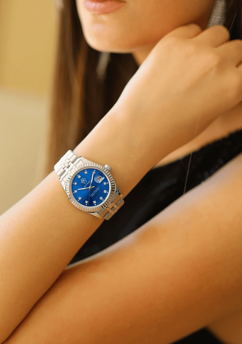 Ceas de mână cu cadran albastru, argintiu, Royal Watch, RW 110/BL