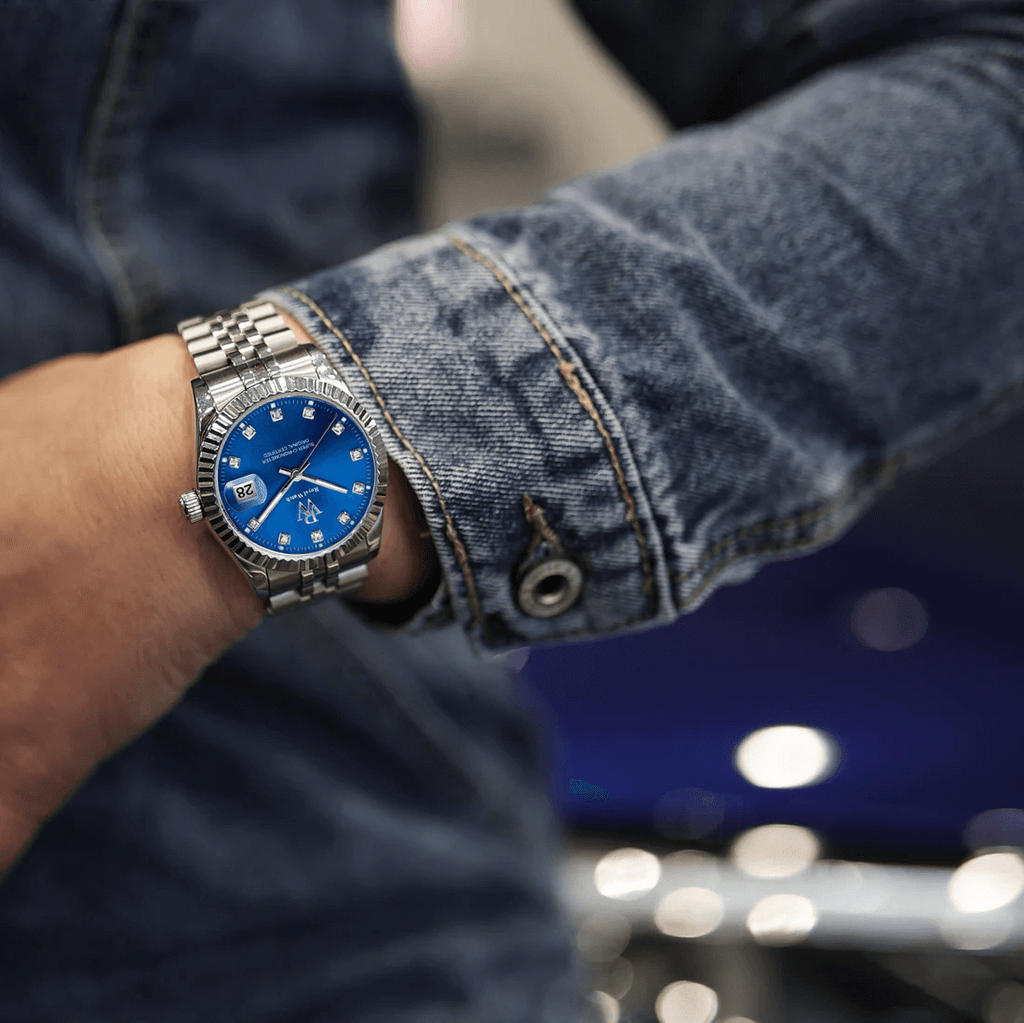 Ceas de mână cu cadran albastru, argintiu, Royal Watch, RW 110/BL