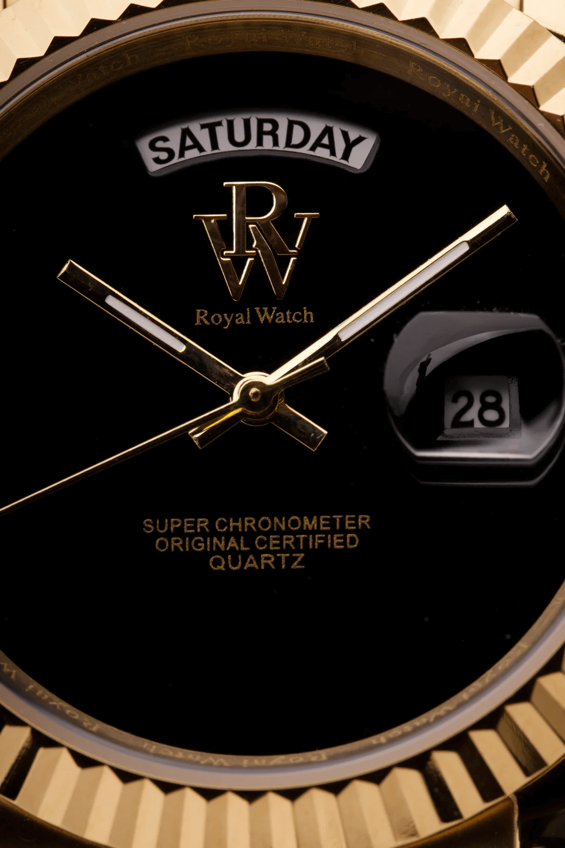 Ceas de mână Royal Watch, argintiu cu auriu, interior negru, RW 110/B