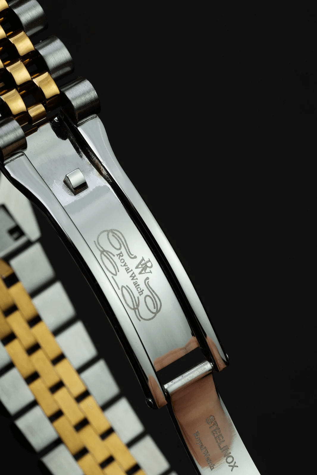 Ceas de mână Royal Watch, argintiu cu auriu, interior negru, RW 110/B