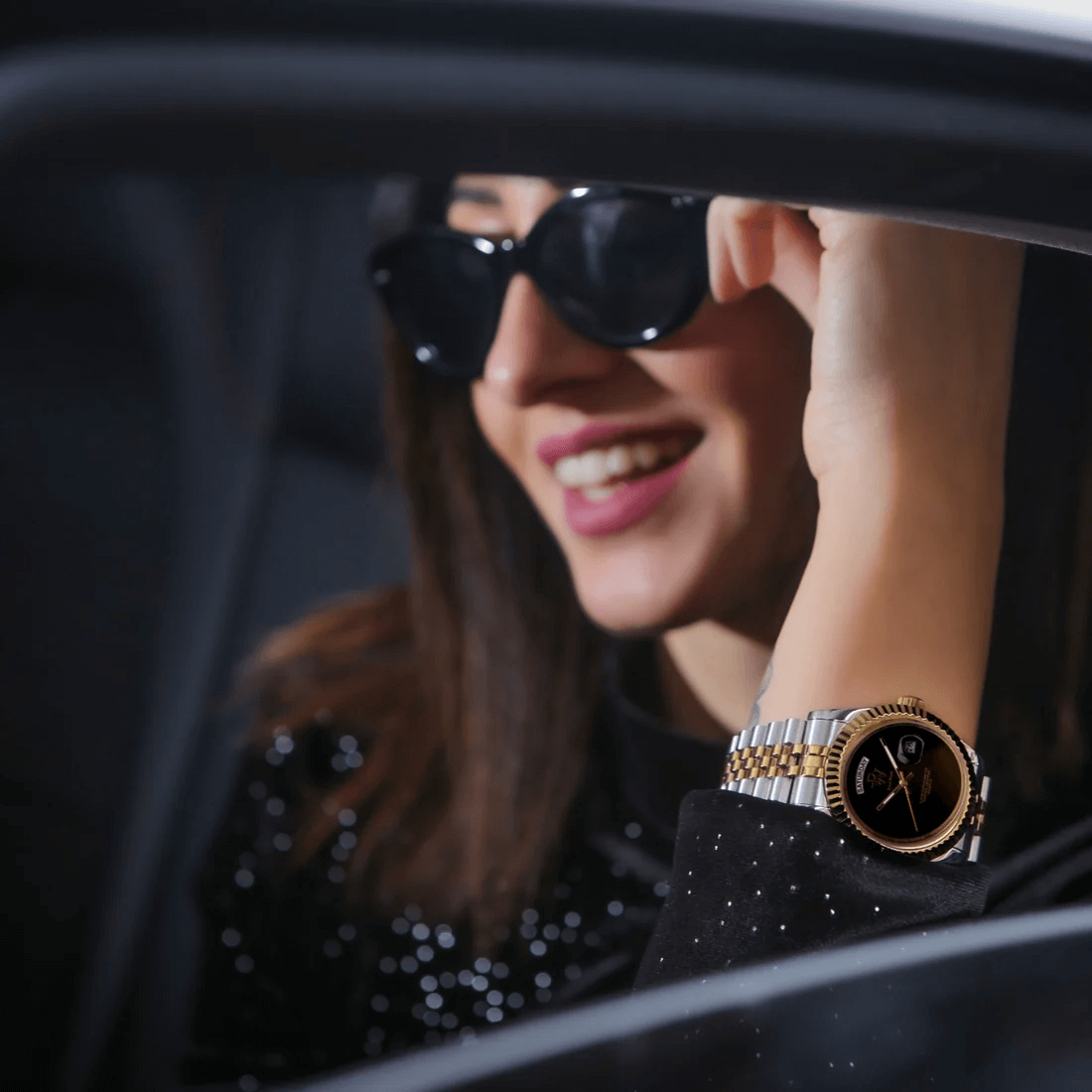 Ceas de mână Royal Watch, argintiu cu auriu, interior negru, RW 110/B