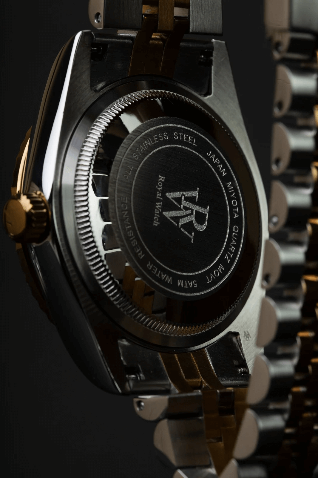 Ceas de mână Royal Watch, argintiu cu auriu, interior negru, RW 110/B