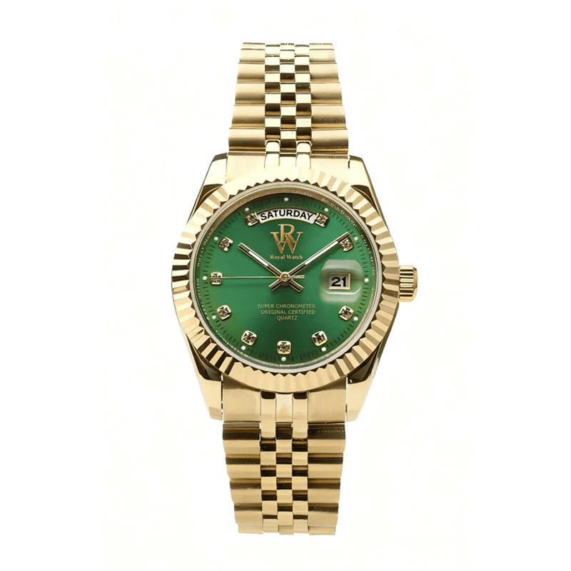 Ceas de mână auriu, interior verde, Royal Watch, RW 110/GV