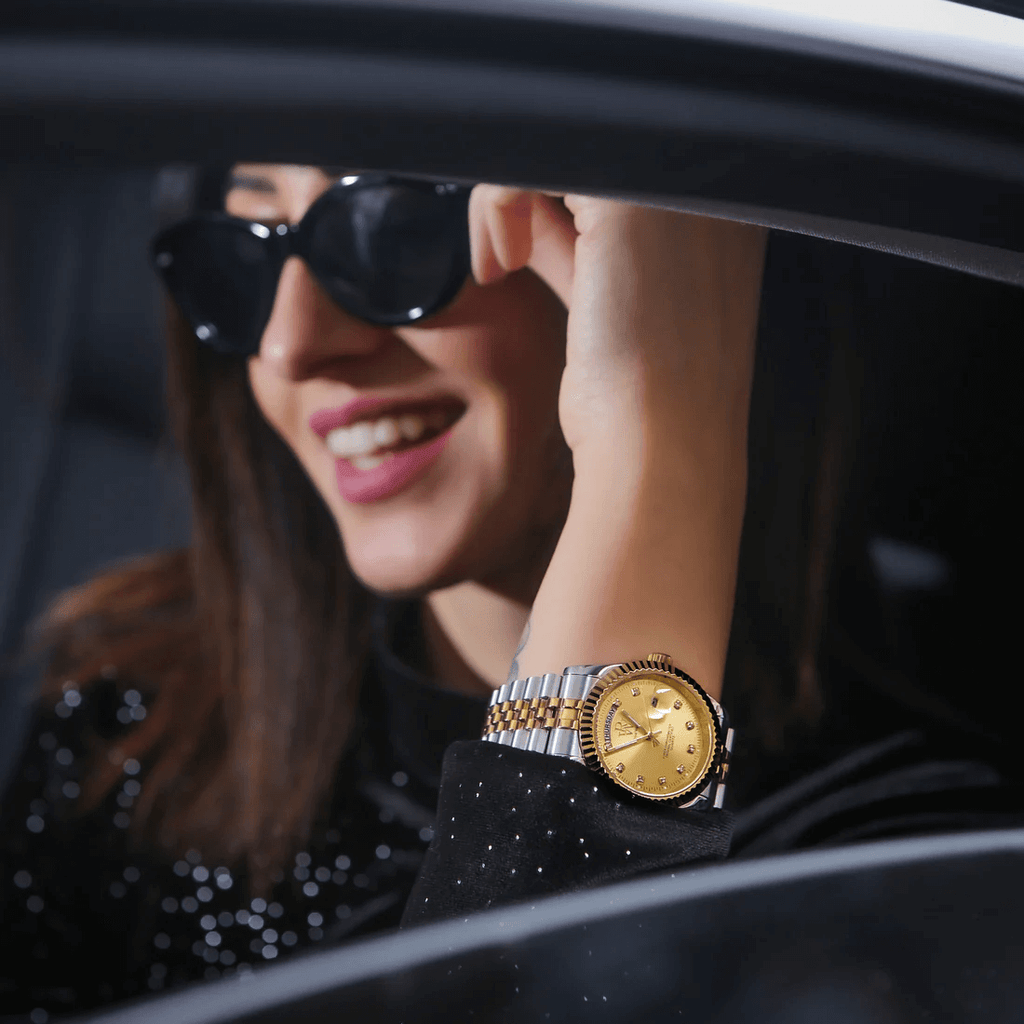 Ceas de mână elegant RW 110/SG de la Royal Watch argintiu cu auriu