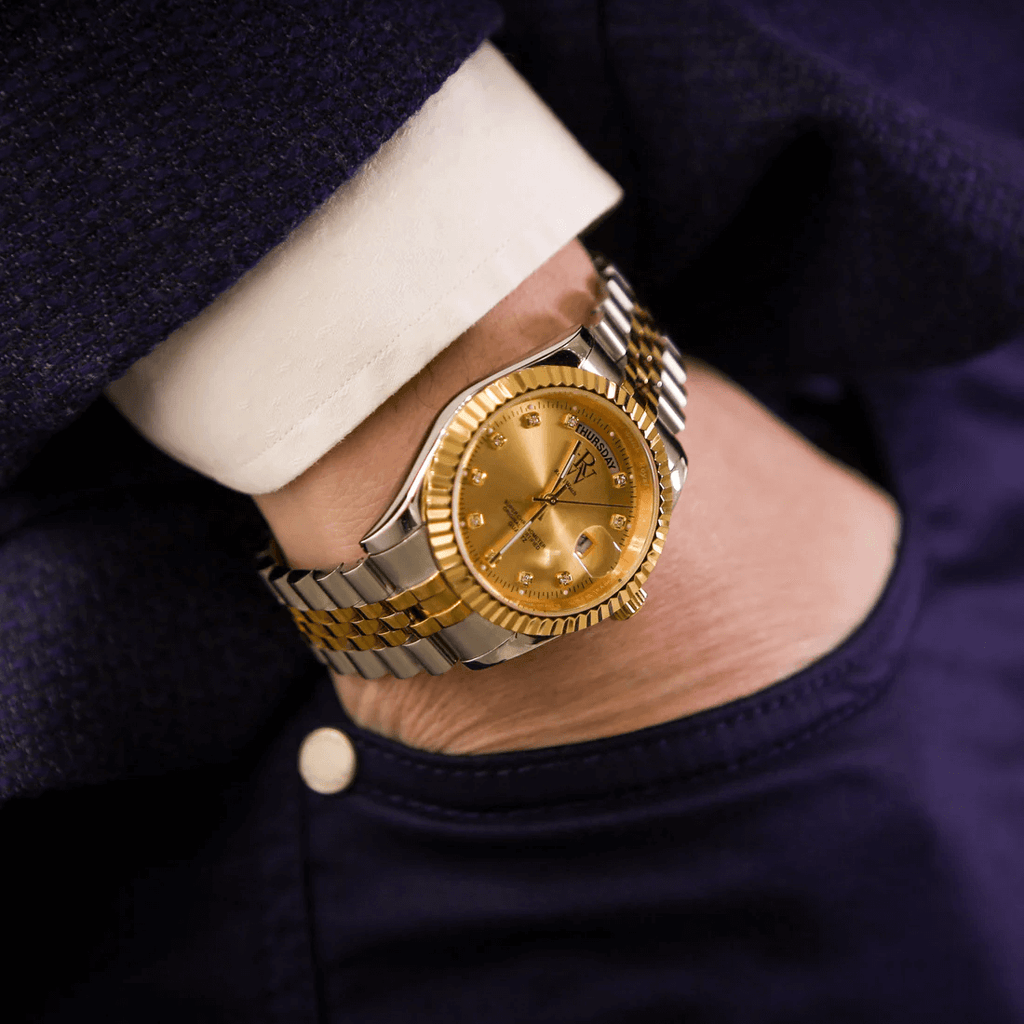 Ceas de mână elegant RW 110/SG de la Royal Watch argintiu cu auriu