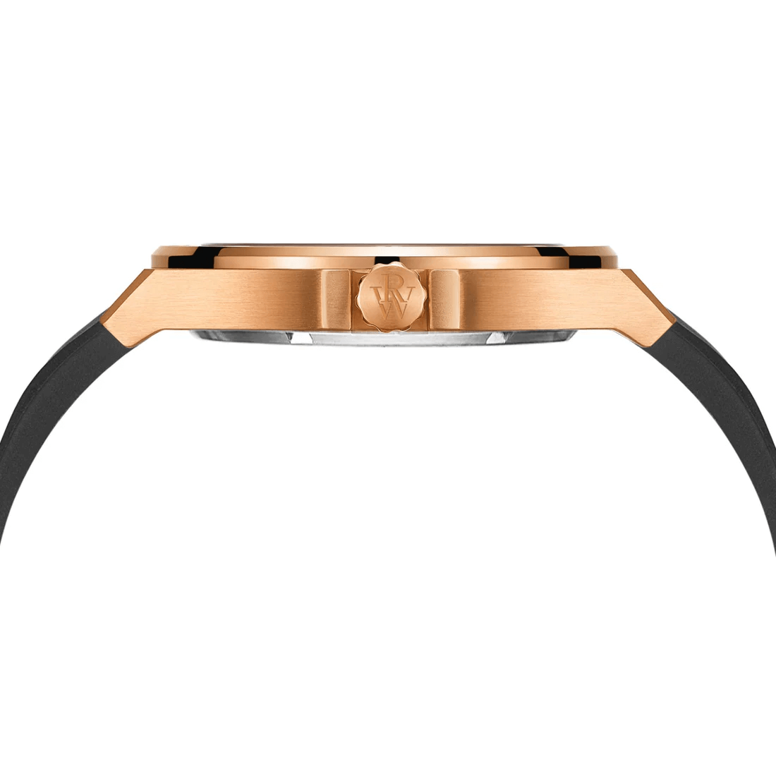 Ceas de mână gold-rose, interior negru, brățară de silicon, Royal Watch, RW 130 B/C