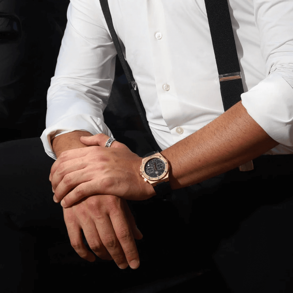 Ceas de mână gold-rose, interior negru, brățară de silicon, Royal Watch, RW 130 B/C