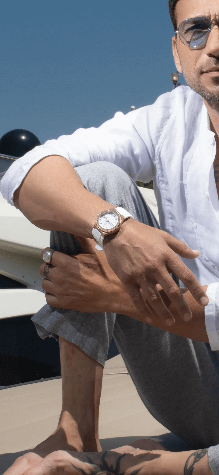 Ceas de mână alb, gold-rose, Royal Watch, RW 130/W