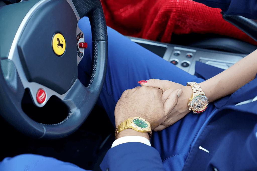 Ceas de mână auriu cu cadran verde, Royal Watch, RW 130