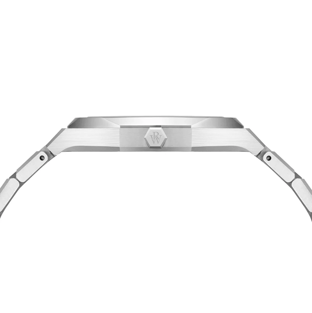 Ceas de mână argintiu, cu cadran albastru, Royal Watch, RW 131