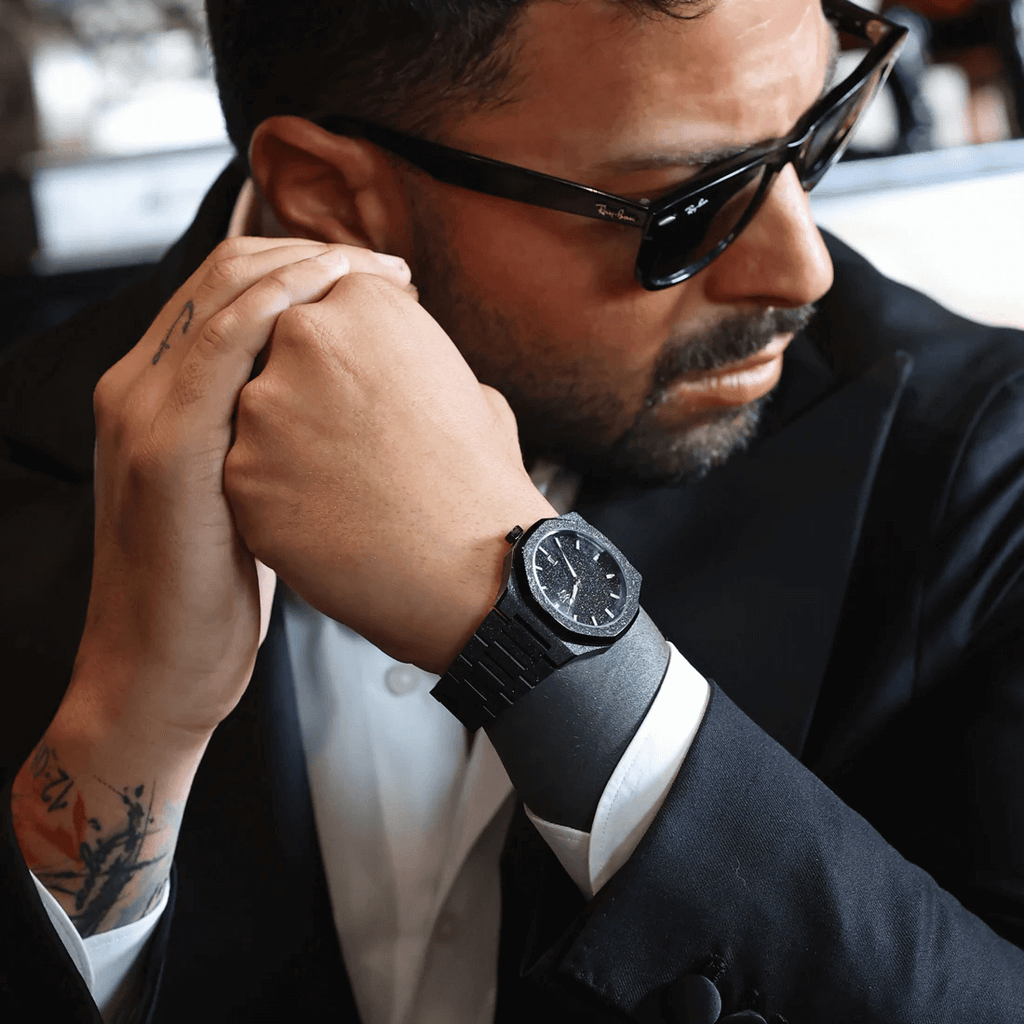 Ceas de mână negru glitter, Royal Watch, RW 132/B