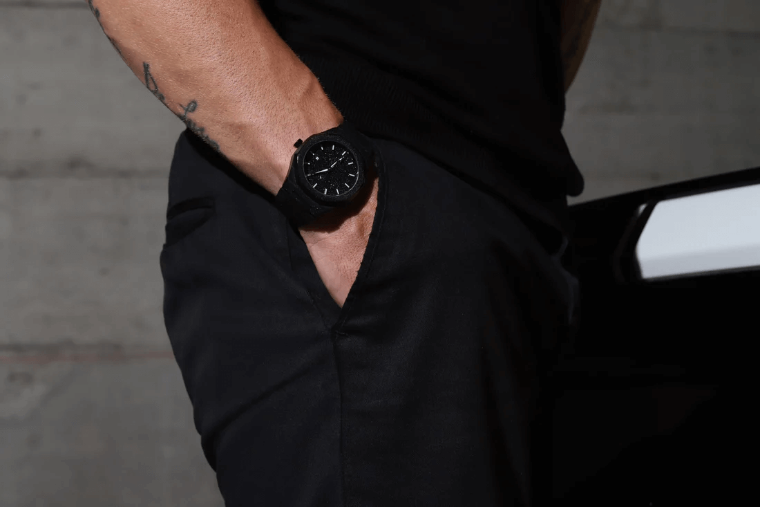 Ceas de mână negru glitter, Royal Watch, RW 132/B