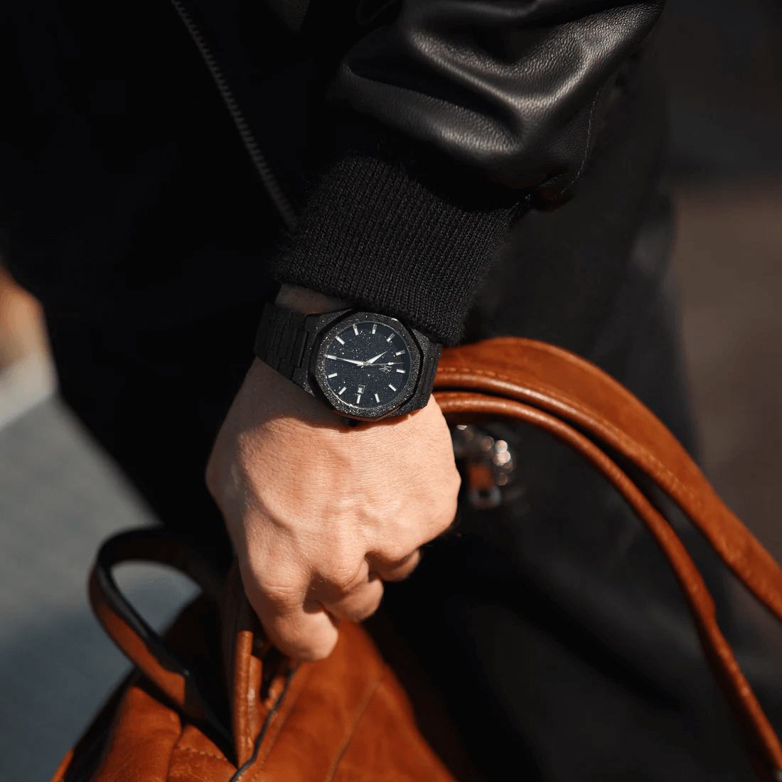 Ceas de mână negru glitter, Royal Watch, RW 132/B