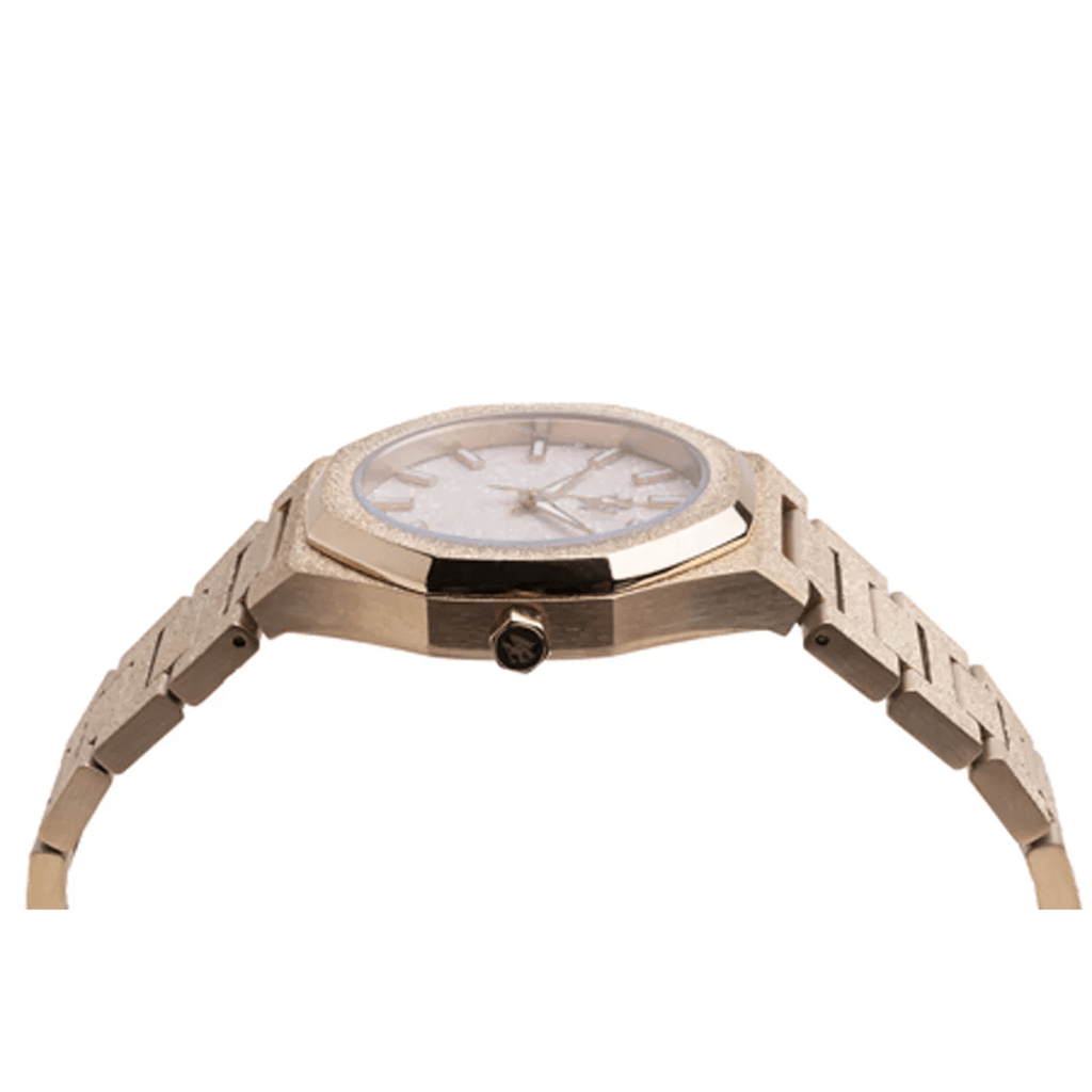 Ceas de mână pentru dame, auriu, cadran roz cu sclipici, Royal Watch, RW 132/G