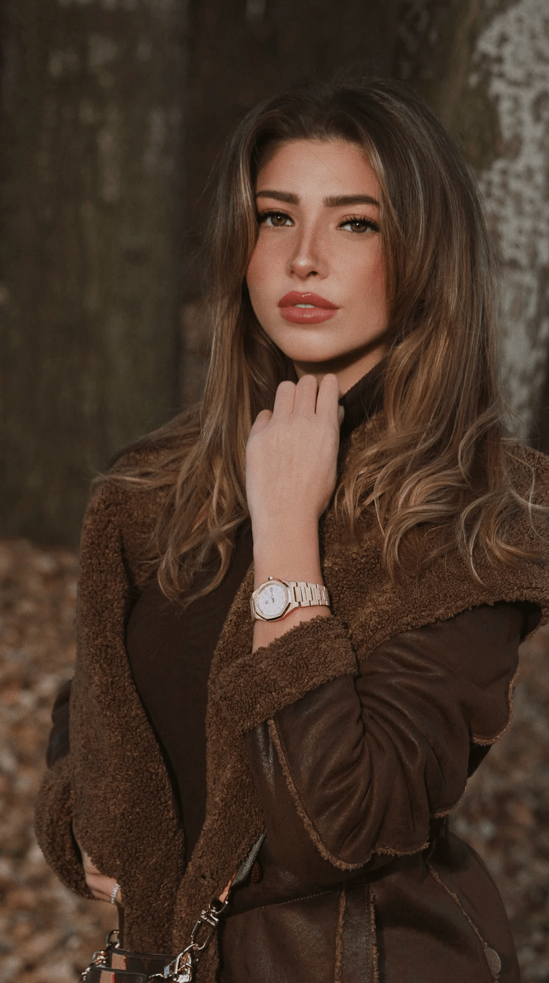 Ceas de mână pentru dame, auriu, cadran roz cu sclipici, Royal Watch, RW 132/G