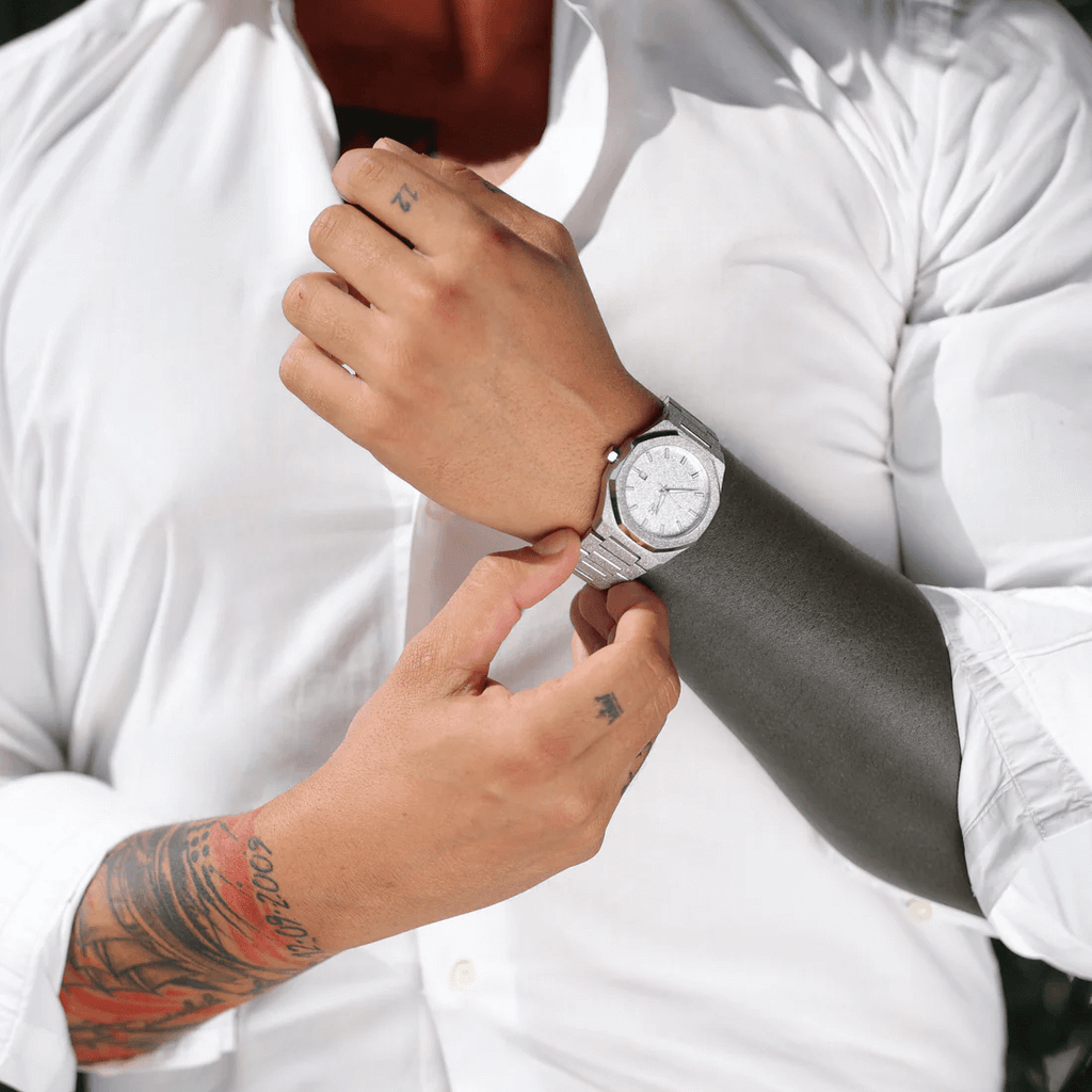 Ceas de mână argintiu cu sclipici, Royal Watch, RW 132/S