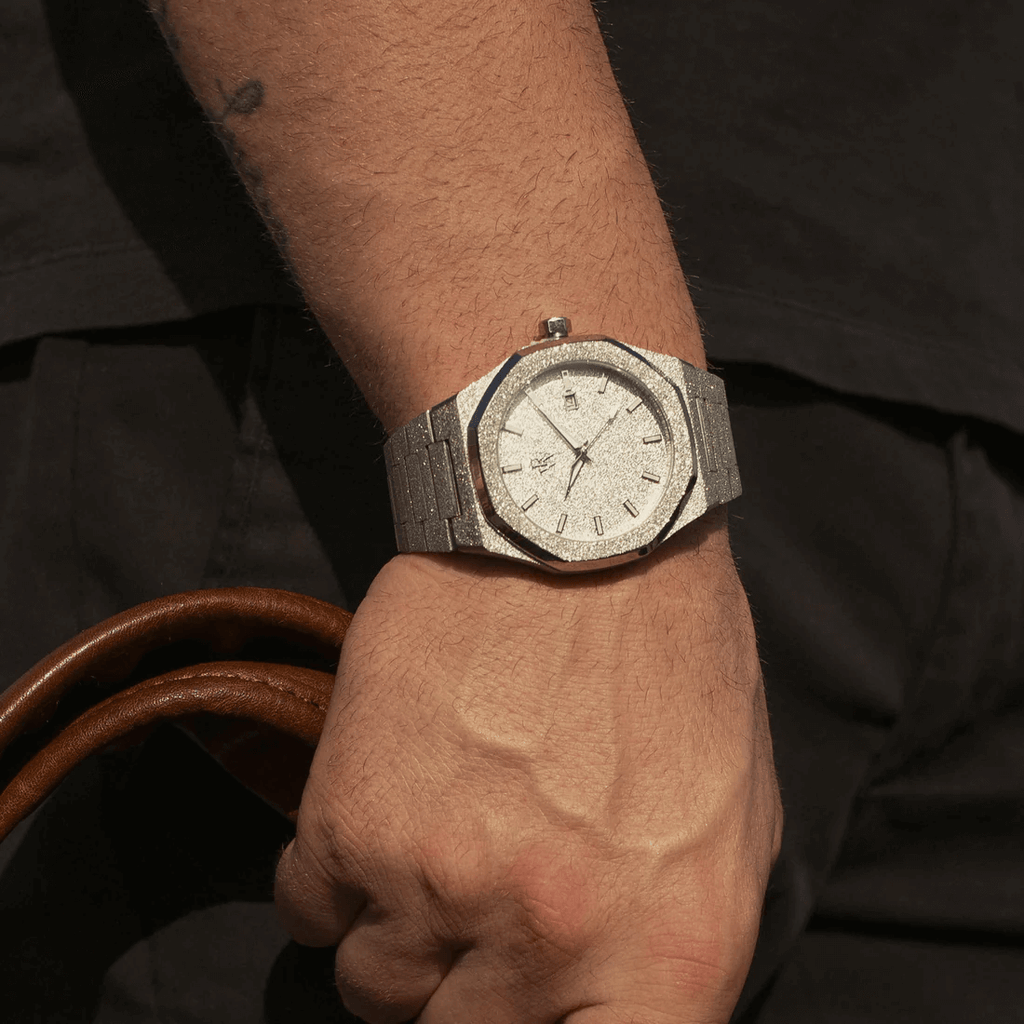 Ceas de mână argintiu cu sclipici, Royal Watch, RW 132/S