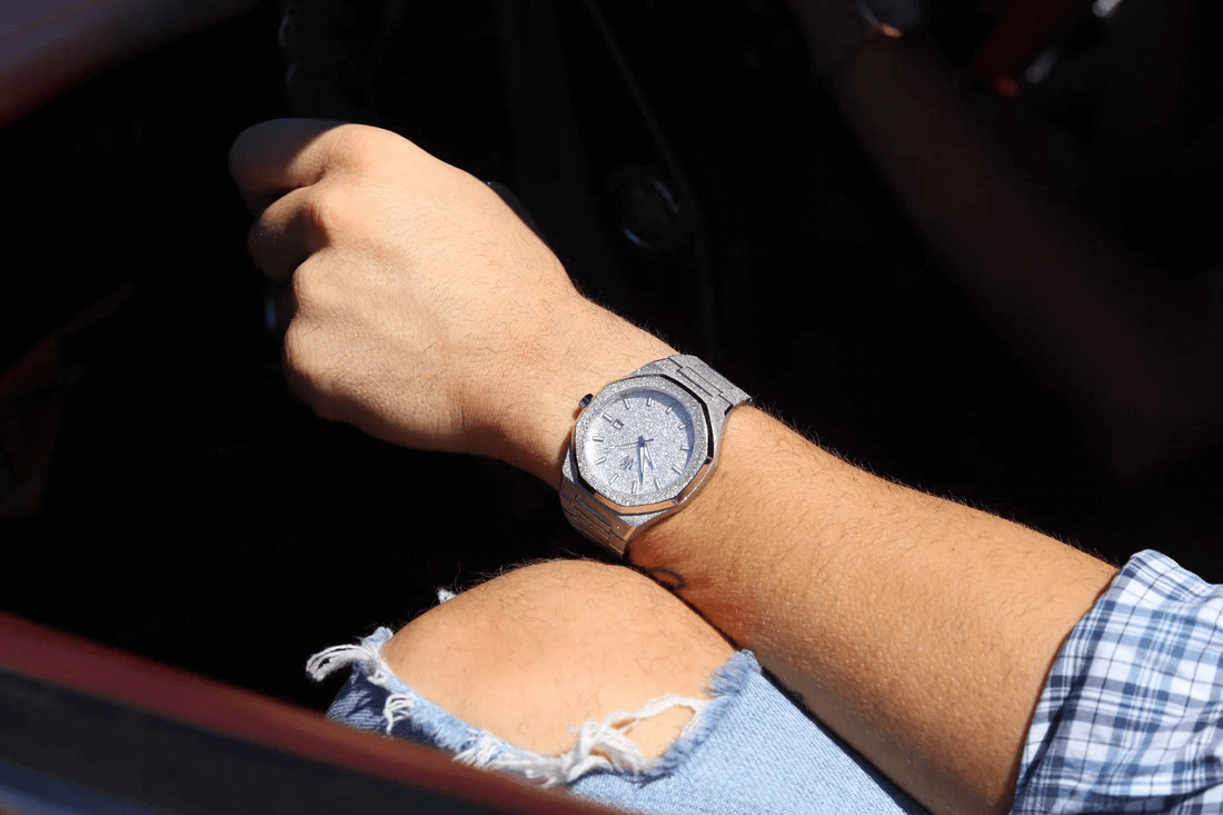 Ceas de mână argintiu cu sclipici, Royal Watch, RW 132/S