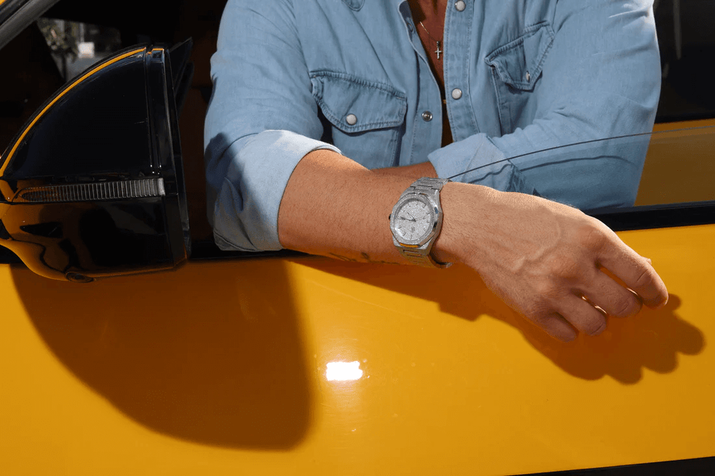 Ceas de mână argintiu cu sclipici, Royal Watch, RW 132/S