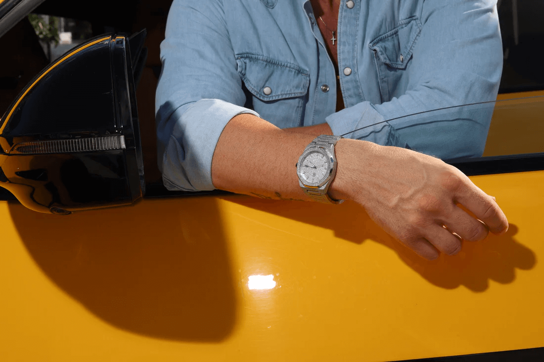 Ceas de mână argintiu cu sclipici, Royal Watch, RW 132/S