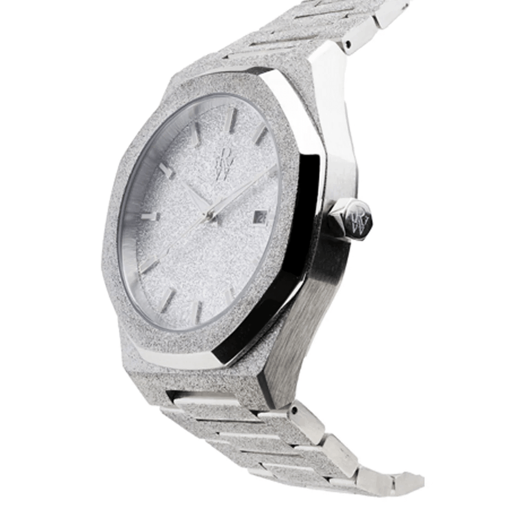 Ceas de mână argintiu cu sclipici, Royal Watch, RW 132/S