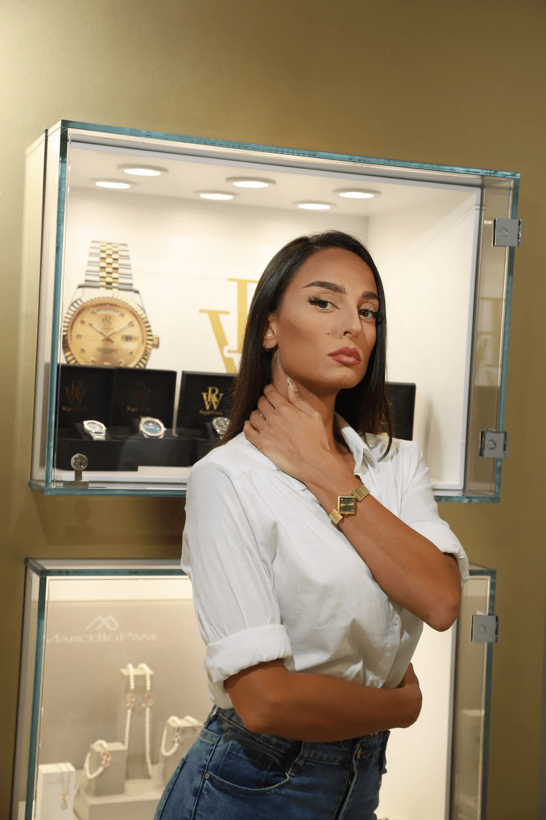 Ceas de mână pentru dame, cu cadran verde, Royal Watch, RW 134 GD