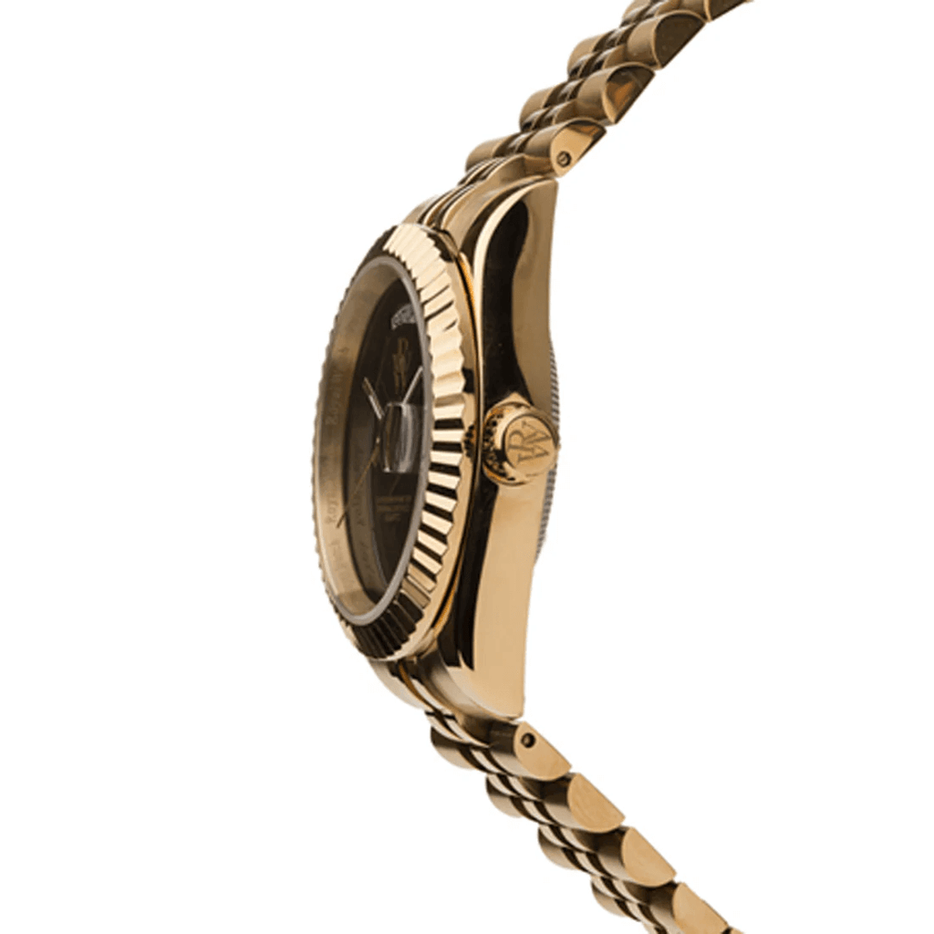 Ceas de mână auriu, cu cadran negru, fără numere, Royal Watch, RW 135/G