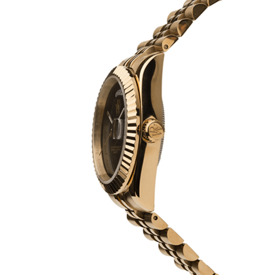 Ceas de mână auriu, cu cadran negru, fără numere, Royal Watch, RW 135/G