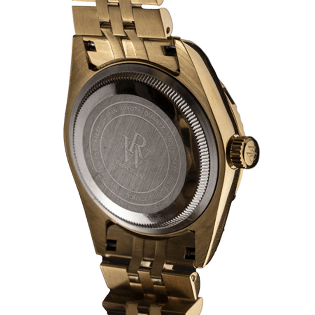 Ceas de mână auriu, cu cadran negru, fără numere, Royal Watch, RW 135/G