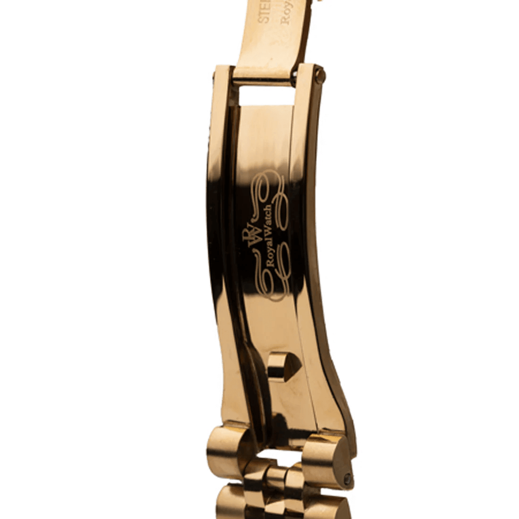 Ceas de mână auriu, cu cadran negru, fără numere, Royal Watch, RW 135/G