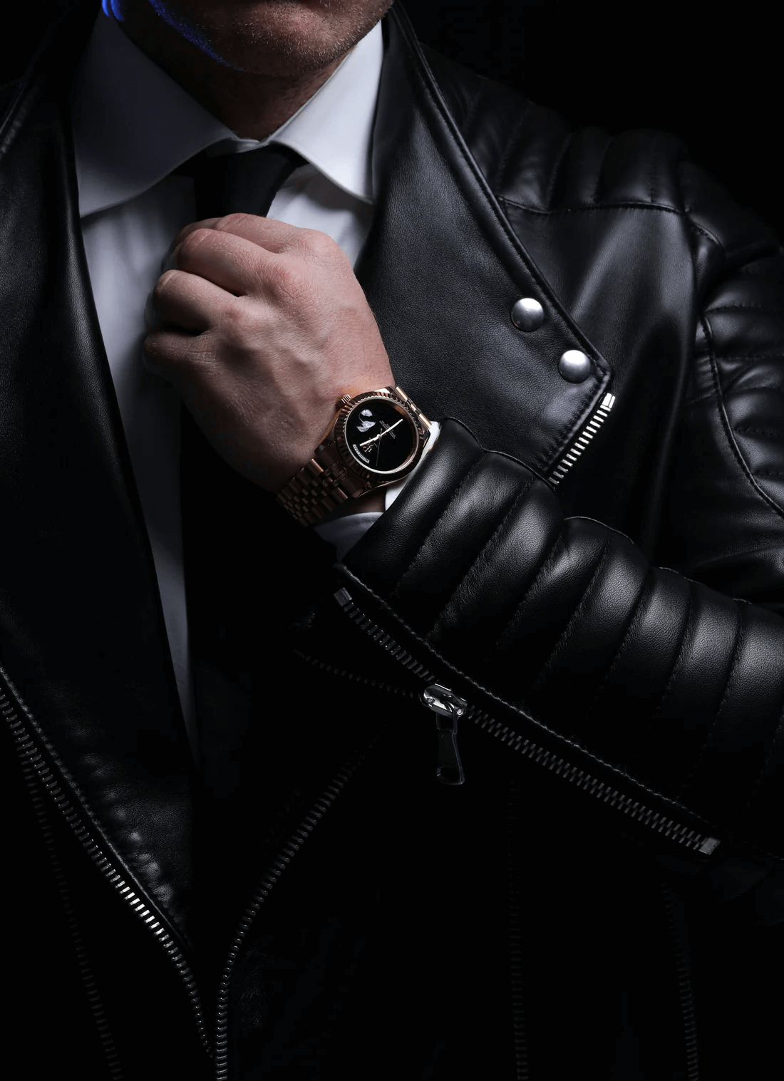 Ceas de mână auriu, cu cadran negru, fără numere, Royal Watch, RW 135/G