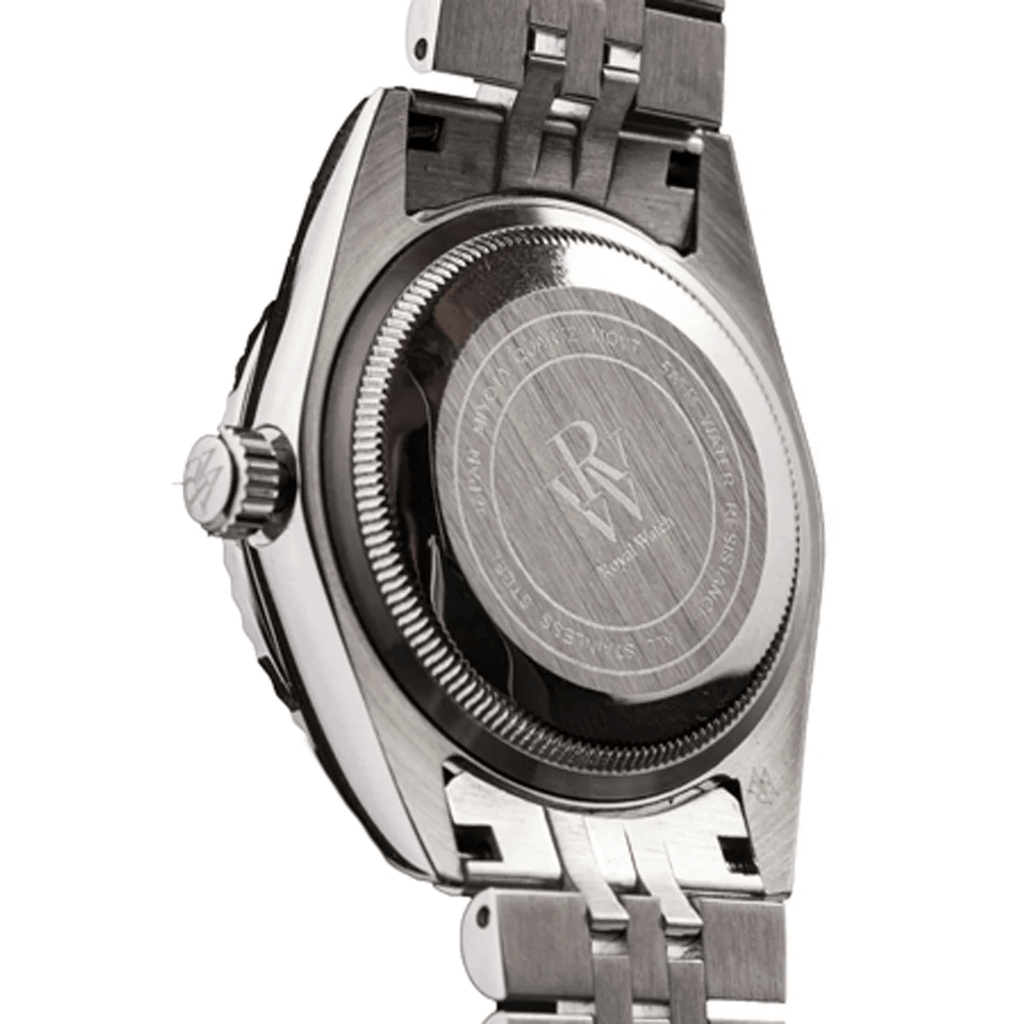 Ceas de mână argintiu, cu cadran negru, Royal Watch, RW 135/S