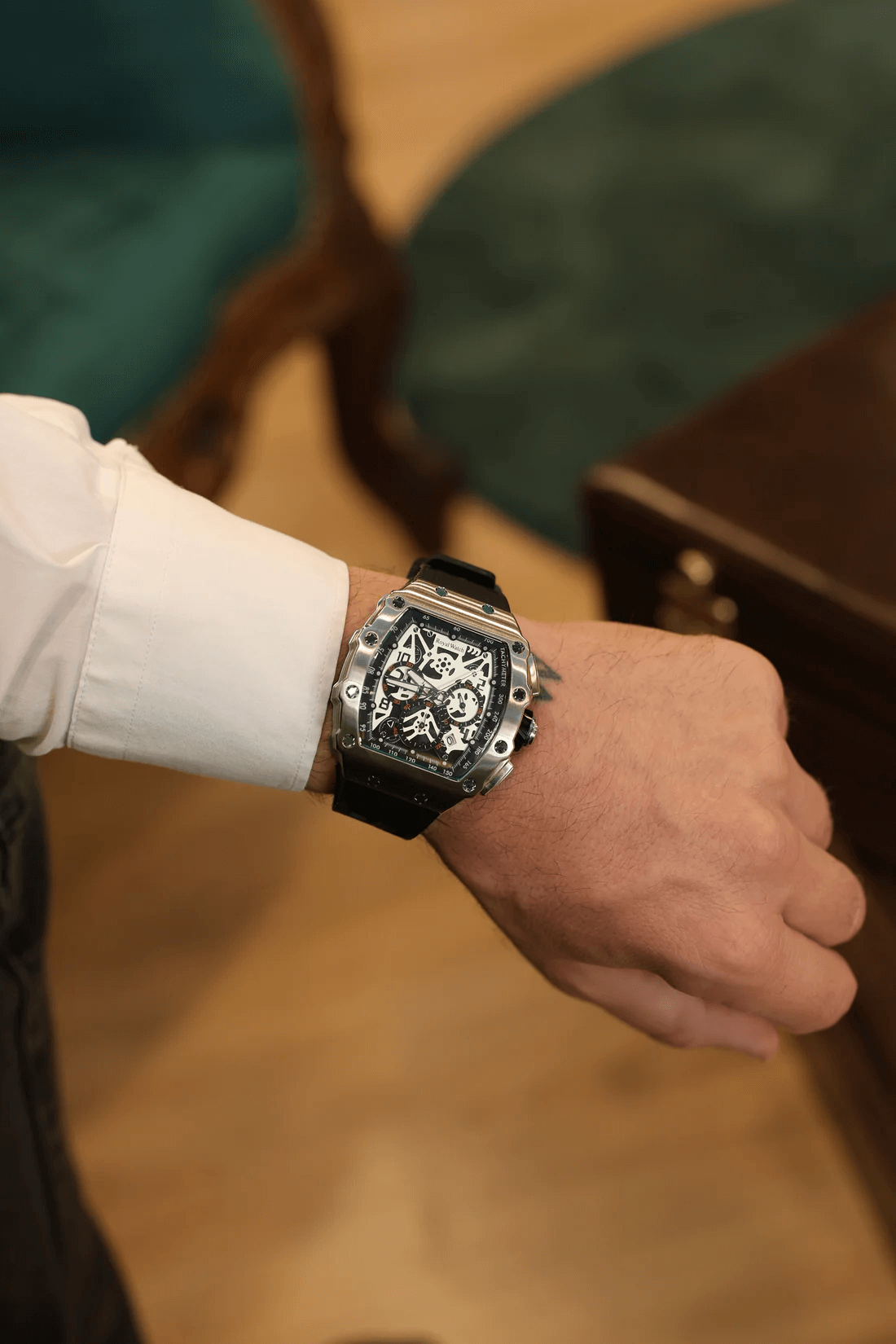 Ceas de mână modern, Luxury Skeleton, Royal Watch, RW 150